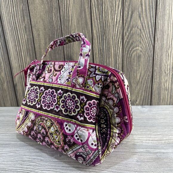 VERA BRADLEY Pink Floral Cotton Quilted Medium Bag Handbag Purse - Makeup - Picture 12 of 16